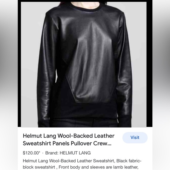 Helmut Lang Wool-Backed Leather
Panels Pullover - Picture 2 of 9
